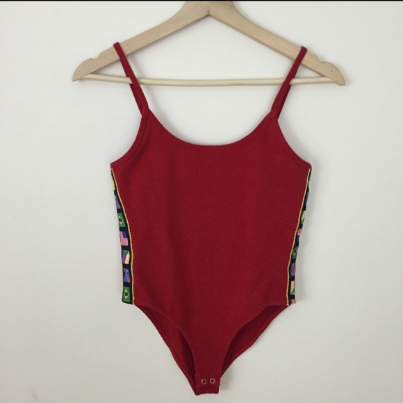 FOREVER 21 Red Side Striped Flag Bodysuit - Picture 3 of 11